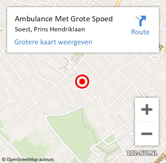 Locatie op kaart van de 112 melding: Ambulance Met Grote Spoed Naar Soest, Prins Hendriklaan op 22 juni 2018 11:29