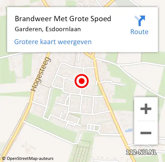 Locatie op kaart van de 112 melding: Brandweer Met Grote Spoed Naar Garderen, Esdoornlaan op 22 juni 2018 11:36