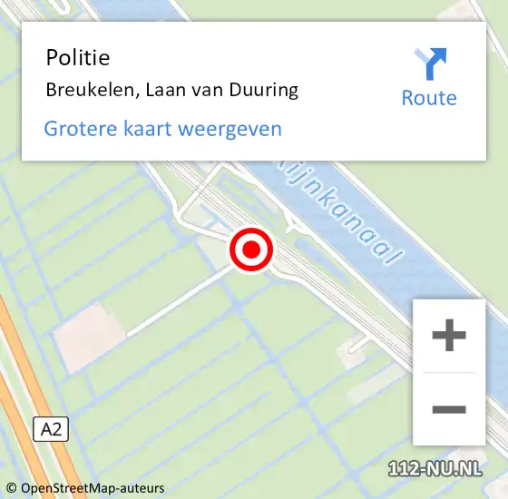Locatie op kaart van de 112 melding: Politie Breukelen, Laan van Duuring op 22 juni 2018 12:01