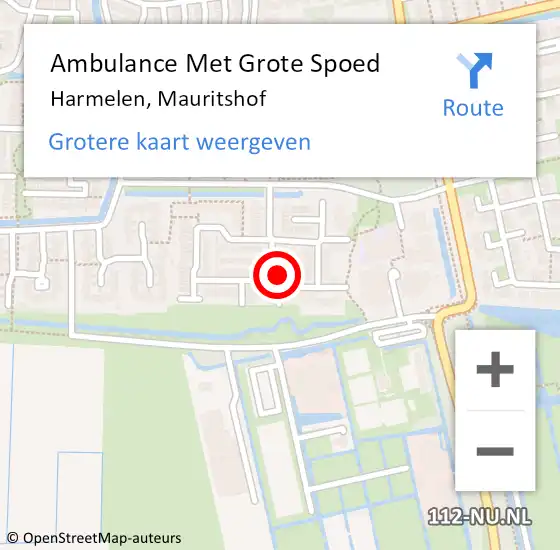 Locatie op kaart van de 112 melding: Ambulance Met Grote Spoed Naar Harmelen, Mauritshof op 22 juni 2018 12:06