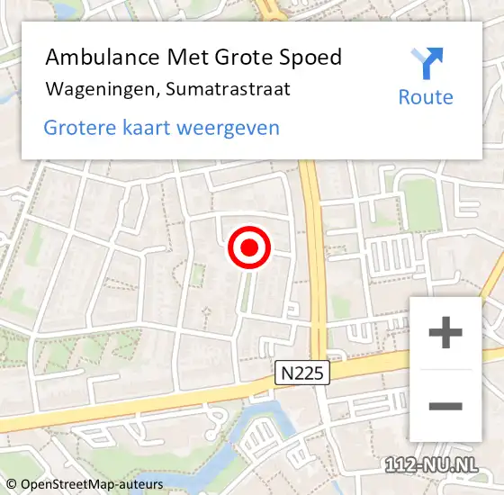 Locatie op kaart van de 112 melding: Ambulance Met Grote Spoed Naar Wageningen, Sumatrastraat op 22 juni 2018 12:21