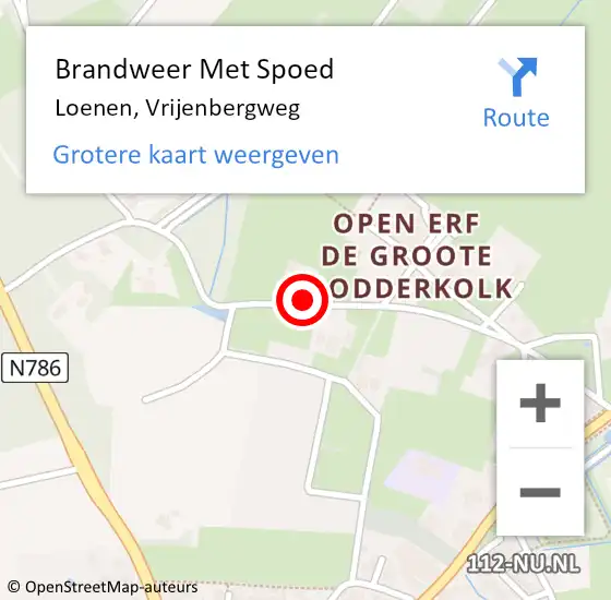 Locatie op kaart van de 112 melding: Brandweer Met Spoed Naar Loenen, Vrijenbergweg op 22 juni 2018 12:25