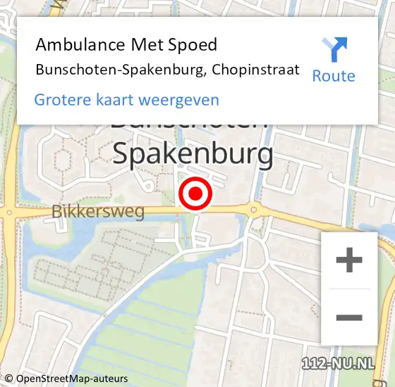 Locatie op kaart van de 112 melding: Ambulance Met Spoed Naar Bunschoten-Spakenburg, Chopinstraat op 22 juni 2018 12:31