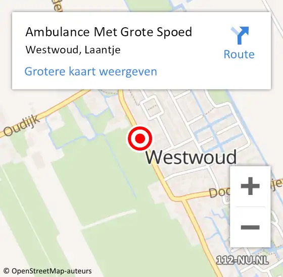 Locatie op kaart van de 112 melding: Ambulance Met Grote Spoed Naar Westwoud, Laantje op 22 juni 2018 12:39