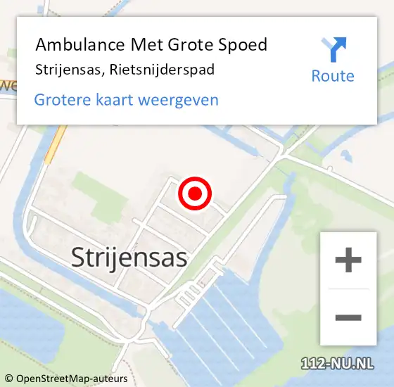 Locatie op kaart van de 112 melding: Ambulance Met Grote Spoed Naar Strijensas, Rietsnijderspad op 22 juni 2018 13:13