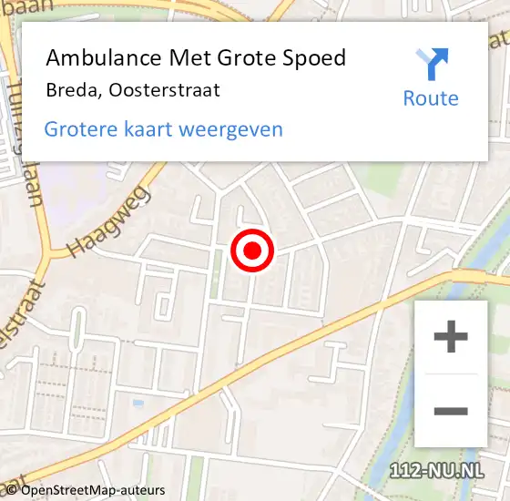 Locatie op kaart van de 112 melding: Ambulance Met Grote Spoed Naar Breda, Oosterstraat op 22 juni 2018 13:19