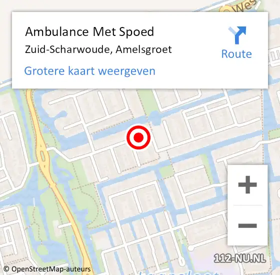 Locatie op kaart van de 112 melding: Ambulance Met Spoed Naar Zuid-Scharwoude, Amelsgroet op 22 juni 2018 14:03