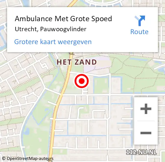 Locatie op kaart van de 112 melding: Ambulance Met Grote Spoed Naar Utrecht, Pauwoogvlinder op 22 juni 2018 14:15