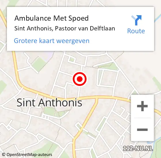 Locatie op kaart van de 112 melding: Ambulance Met Spoed Naar Sint Anthonis, Pastoor van Delftlaan op 22 juni 2018 14:21