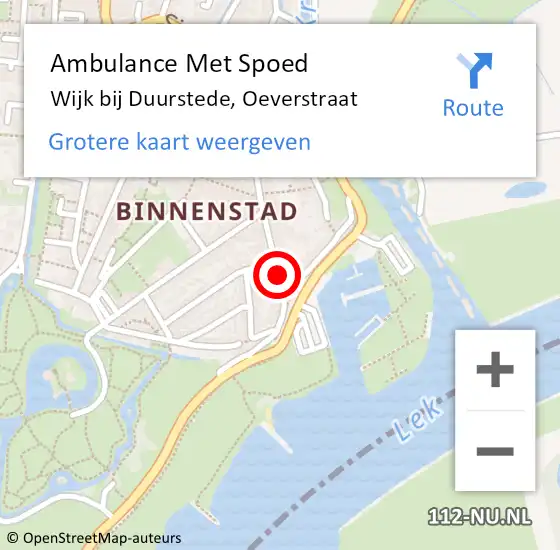 Locatie op kaart van de 112 melding: Ambulance Met Spoed Naar Wijk bij Duurstede, Oeverstraat op 22 juni 2018 14:36