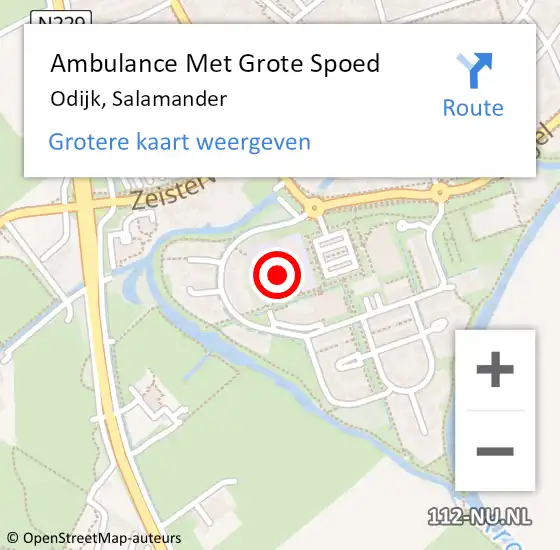 Locatie op kaart van de 112 melding: Ambulance Met Grote Spoed Naar Odijk, Salamander op 22 juni 2018 15:04