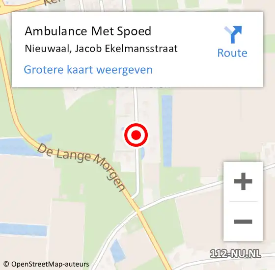 Locatie op kaart van de 112 melding: Ambulance Met Spoed Naar Nieuwaal, Jacob Ekelmansstraat op 22 juni 2018 15:19