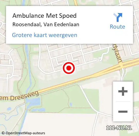 Locatie op kaart van de 112 melding: Ambulance Met Spoed Naar Roosendaal, van Eedenlaan op 22 juni 2018 16:03