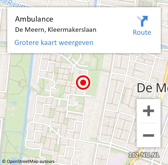 Locatie op kaart van de 112 melding: Ambulance De Meern, Kleermakerslaan op 22 juni 2018 16:03