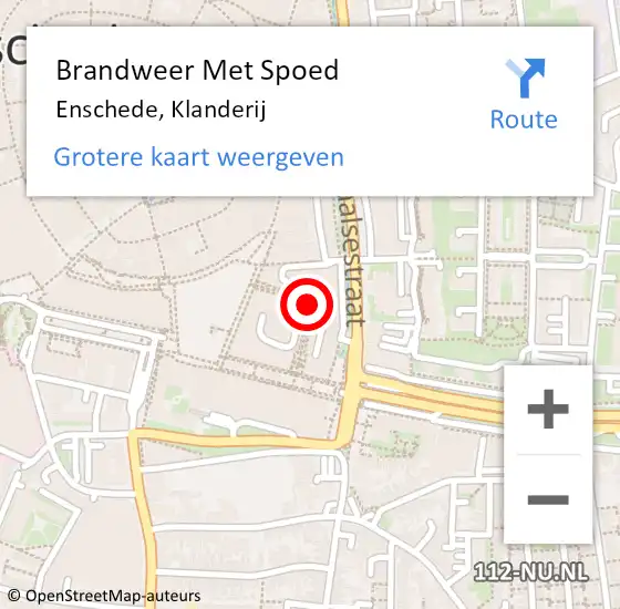 Locatie op kaart van de 112 melding: Brandweer Met Spoed Naar Enschede, Klanderij op 22 juni 2018 17:12