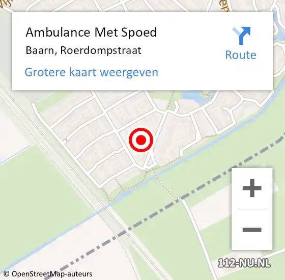 Locatie op kaart van de 112 melding: Ambulance Met Spoed Naar Baarn, Roerdompstraat op 22 juni 2018 17:38