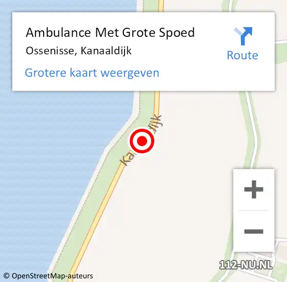 Locatie op kaart van de 112 melding: Ambulance Met Grote Spoed Naar Ossenisse, Kanaaldijk op 22 juni 2018 18:23