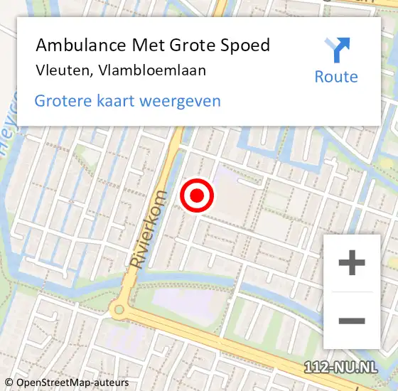 Locatie op kaart van de 112 melding: Ambulance Met Grote Spoed Naar Vleuten, Vlambloemlaan op 22 juni 2018 18:57