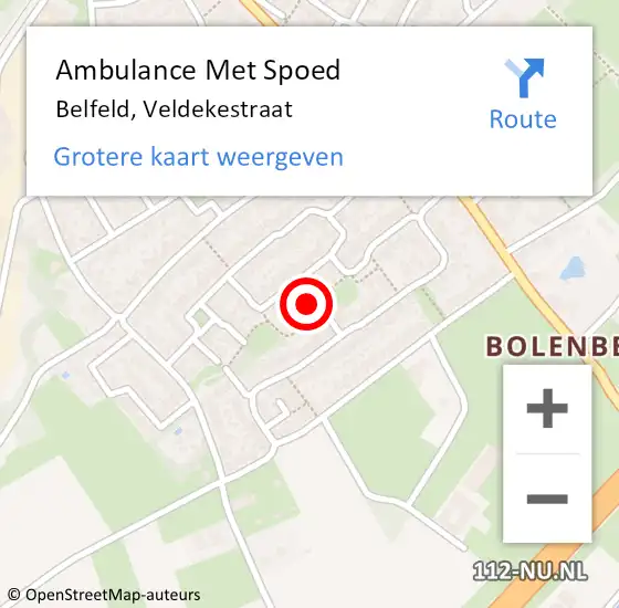 Locatie op kaart van de 112 melding: Ambulance Met Spoed Naar Belfeld, Veldekestraat op 28 februari 2014 13:35