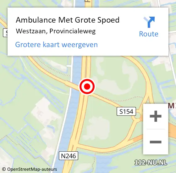 Locatie op kaart van de 112 melding: Ambulance Met Grote Spoed Naar Westzaan, Provincialeweg op 22 juni 2018 19:56