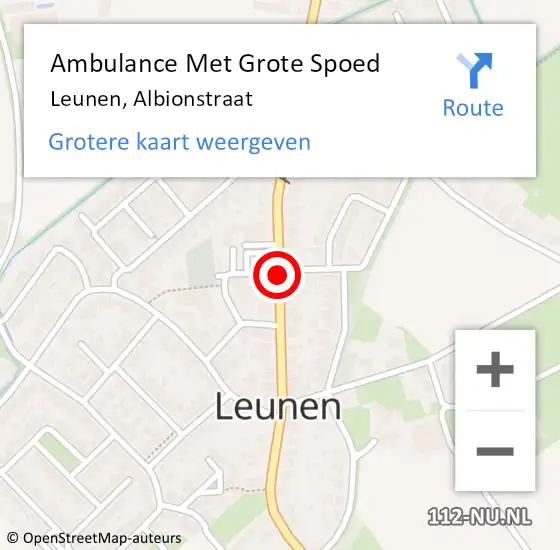 Locatie op kaart van de 112 melding: Ambulance Met Grote Spoed Naar Leunen, Albionstraat op 22 juni 2018 20:07