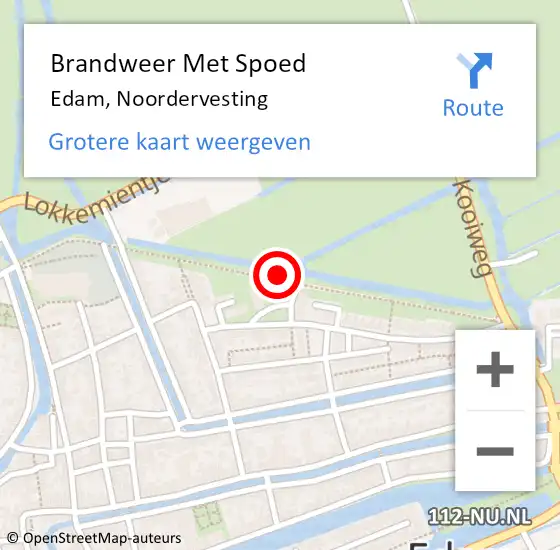 Locatie op kaart van de 112 melding: Brandweer Met Spoed Naar Edam, Noordervesting op 22 juni 2018 21:18