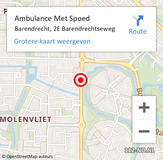 Locatie op kaart van de 112 melding: Ambulance Met Spoed Naar Barendrecht, 2E Barendrechtseweg op 22 juni 2018 21:19