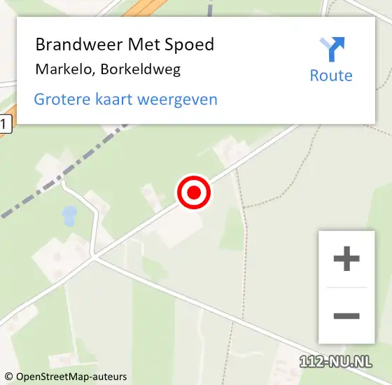 Locatie op kaart van de 112 melding: Brandweer Met Spoed Naar Markelo, Borkeldweg op 22 juni 2018 21:19