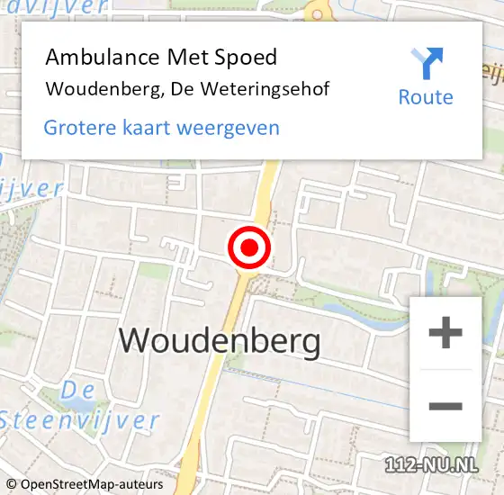 Locatie op kaart van de 112 melding: Ambulance Met Spoed Naar Woudenberg, De Weteringsehof op 22 juni 2018 21:23