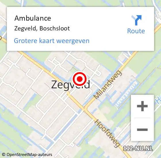 Locatie op kaart van de 112 melding: Ambulance Zegveld, Boschsloot op 22 juni 2018 21:30