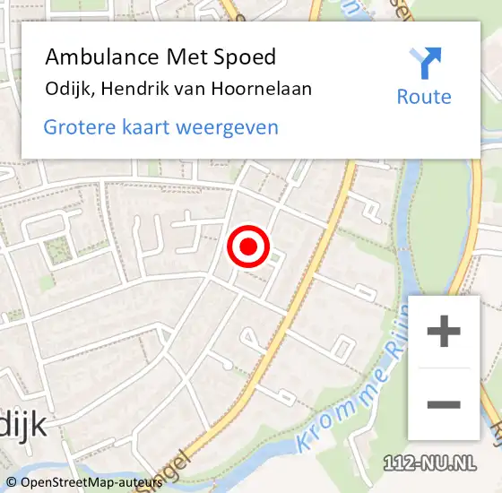 Locatie op kaart van de 112 melding: Ambulance Met Spoed Naar Odijk, Hendrik van Hoornelaan op 22 juni 2018 21:57