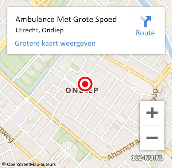 Locatie op kaart van de 112 melding: Ambulance Met Grote Spoed Naar Utrecht, Ondiep op 22 juni 2018 21:59