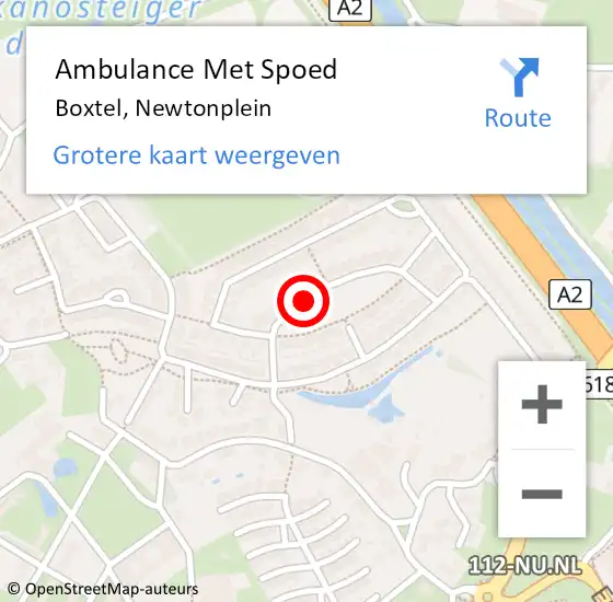 Locatie op kaart van de 112 melding: Ambulance Met Spoed Naar Boxtel, Newtonplein op 22 juni 2018 22:03