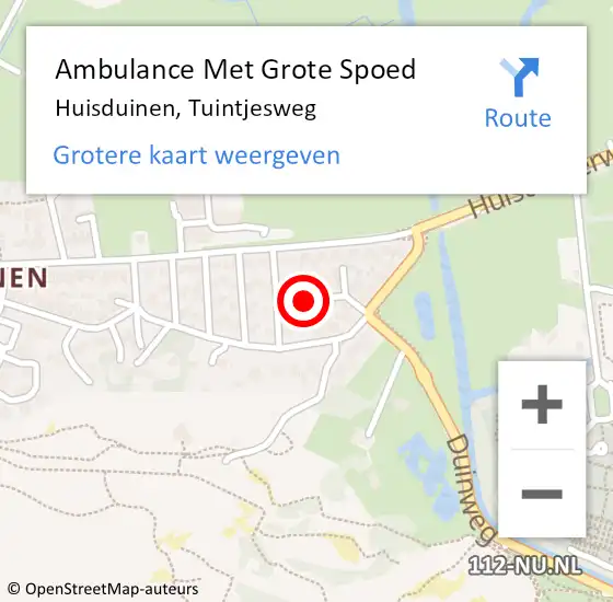 Locatie op kaart van de 112 melding: Ambulance Met Grote Spoed Naar Huisduinen, Tuintjesweg op 22 juni 2018 22:33