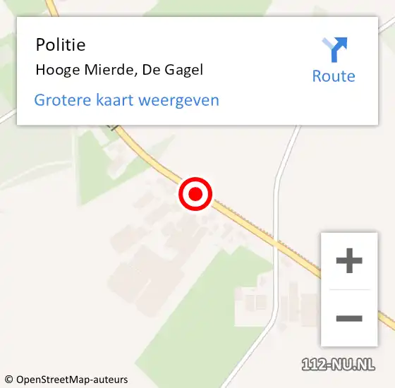 Locatie op kaart van de 112 melding: Politie Hooge Mierde, De Gagel op 22 juni 2018 22:36