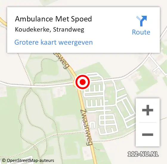 Locatie op kaart van de 112 melding: Ambulance Met Spoed Naar Koudekerke, Strandweg op 22 juni 2018 22:36