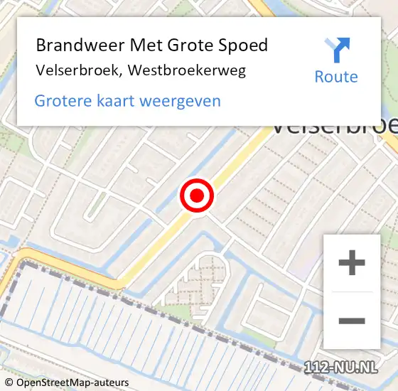 Locatie op kaart van de 112 melding: Brandweer Met Grote Spoed Naar Velserbroek, Westbroekerweg op 22 juni 2018 22:46