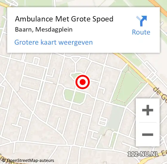 Locatie op kaart van de 112 melding: Ambulance Met Grote Spoed Naar Baarn, Mesdagplein op 22 juni 2018 22:54