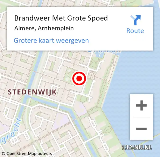 Locatie op kaart van de 112 melding: Brandweer Met Grote Spoed Naar Almere, Arnhemplein op 22 juni 2018 23:08