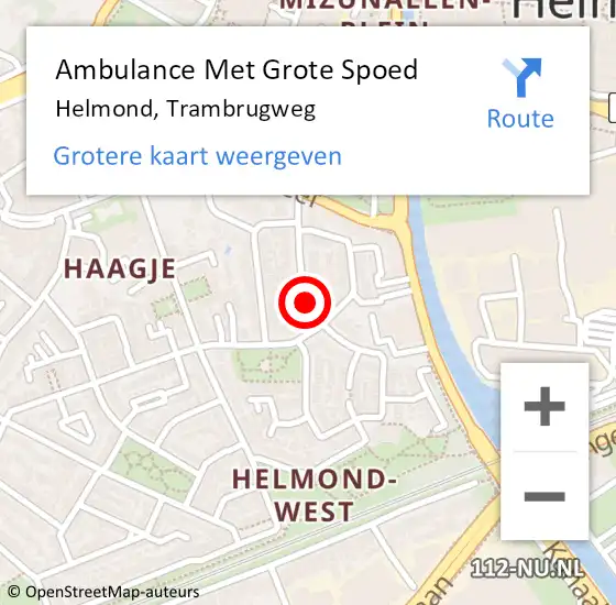 Locatie op kaart van de 112 melding: Ambulance Met Grote Spoed Naar Helmond, Trambrugweg op 22 juni 2018 23:49