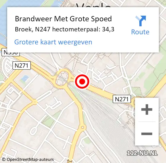 Locatie op kaart van de 112 melding: Brandweer Met Grote Spoed Naar Broek, N247 hectometerpaal: 34,3 op 28 februari 2014 13:53