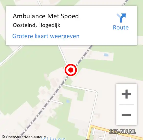 Locatie op kaart van de 112 melding: Ambulance Met Spoed Naar Oosteind, Hogedijk op 23 juni 2018 01:19