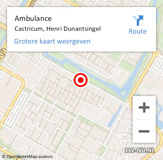 Locatie op kaart van de 112 melding: Ambulance Castricum, Henri Dunantsingel op 23 juni 2018 01:52