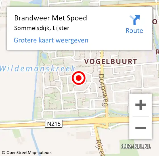 Locatie op kaart van de 112 melding: Brandweer Met Spoed Naar Sommelsdijk, Lijster op 23 juni 2018 02:55