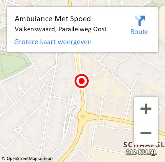 Locatie op kaart van de 112 melding: Ambulance Met Spoed Naar Valkenswaard, Parallelweg Oost op 23 juni 2018 05:48