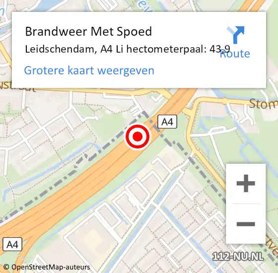 Locatie op kaart van de 112 melding: Brandweer Met Spoed Naar Leidschendam, A4 Li hectometerpaal: 43,8 op 23 juni 2018 06:15