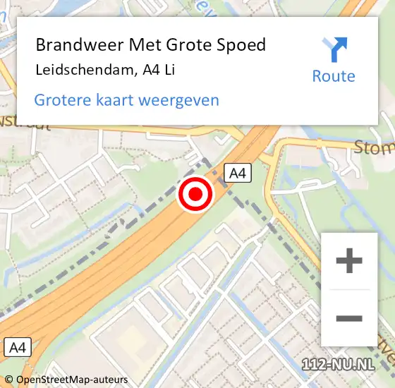 Locatie op kaart van de 112 melding: Brandweer Met Grote Spoed Naar Leidschendam, A4 Li hectometerpaal: 43,8 op 23 juni 2018 06:18