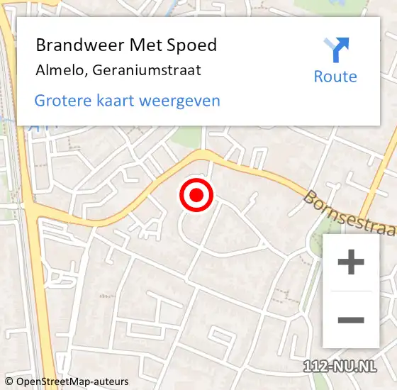 Locatie op kaart van de 112 melding: Brandweer Met Spoed Naar Almelo, Geraniumstraat op 23 juni 2018 06:18