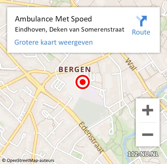 Locatie op kaart van de 112 melding: Ambulance Met Spoed Naar Eindhoven, Deken van Somerenstraat op 23 juni 2018 07:32