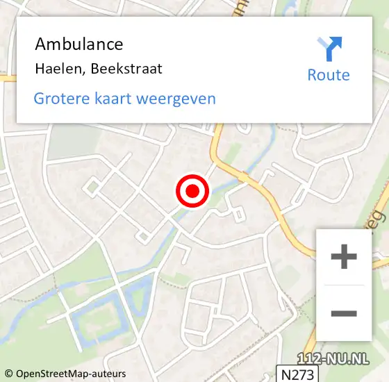 Locatie op kaart van de 112 melding: Ambulance Haelen, Beekstraat op 23 juni 2018 07:42